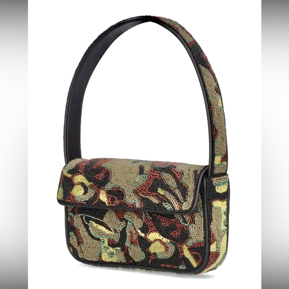🌺🎉HP🎉🌺 NWOT Staud Beaded Tommy Shoulder Bag Tropical Camo 🌟Rare Find🌟 - Picture 15 of 16